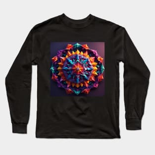 Colorful Mandala Origami Art Long Sleeve T-Shirt